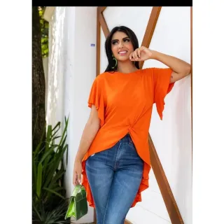 Blusa Manga Curta Soltinha Veste Legging - Estilo Blogueira - Violeta