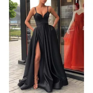 Alta Qualidade Vestido Feminino Festa - Desconto Online - Preto Preto