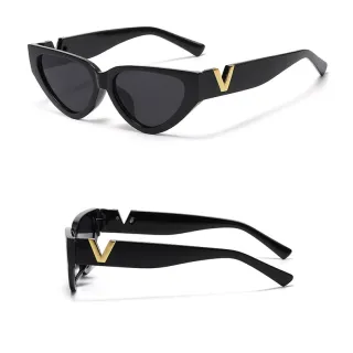 Óculos de Sol Feminino Luxo Vintage V LOGO Acessórios de Moda UV400 - C1.Preto CINZA