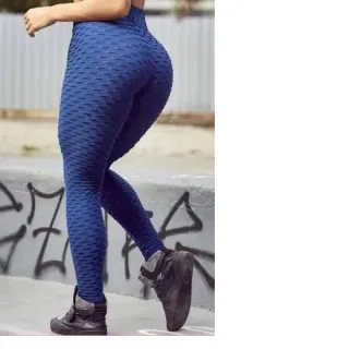 Legging de malhar flocada bolinhas suplex - Ideal para academia - Azul Marinho