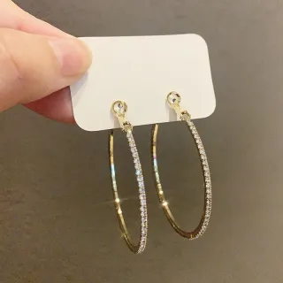 Brincos redondos de moda feminina com grande anel de orelha exagerado - Prata