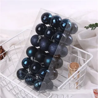 Decoração de Árvore com Bolas Coloridas e Glitter - 36 peças - Azul gelo