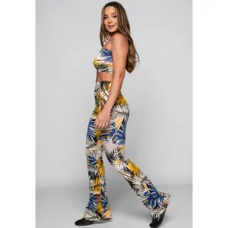 Top Tomara que Caia Estampado e Conjunto Calça Flare Feminina - Mvb Modas - Espelhado