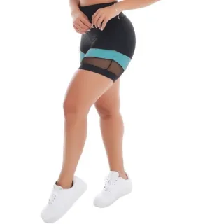 Legging Fitness Feminina com Tela - Short Fitness Moda Feminina Lingerie - Preto/ Verde Militar