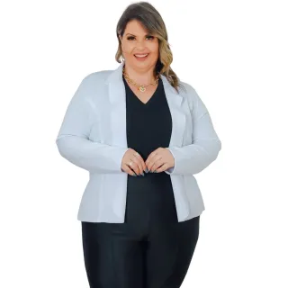 Casaco Social Plus Size Feminino Blazer Neoprene Terninho - Vinho
