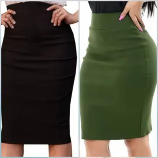 Moda Evangélica Saia Midi Lápis Feminina Social Secretária