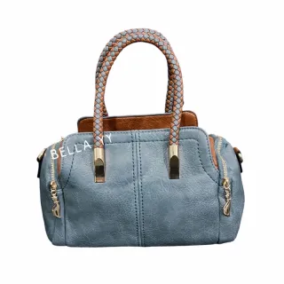 Alça Transversal Bolsa Baú Feminina Média Couro Sintético 3002/3003 - Bege com Caramelo