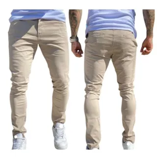 Tendência 2023: Calça Sarja Masculina Slim Fit com Elastano em várias cores - Caramelo