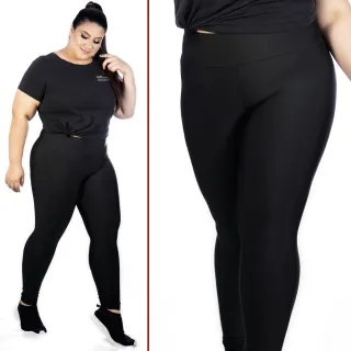 Promoção Kit 03 Calças Leggings Feminina PlusSize - Lisa, Mescla e Estampado - 1 PRETA+ 1 MESCLA+ 1 ESTAMPADO