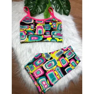 Top de alcinha reforçada + conjunto short para academia - Vermelho de alcinha