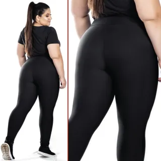 Promoção Kit 03 Calças Leggings Feminina PlusSize - Lisa, Mescla e Estampado - 1 PRETA+ 1 MESCLA+ 1 ESTAMPADO