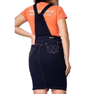 Evangelica Anagrom Ref.4063 Jardineira Jeans Detalhe Xadrez - 36