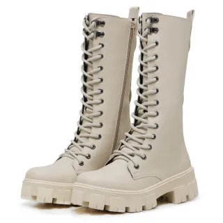 Feminina Bota Coturno Alto Cano Longo Off White - 40