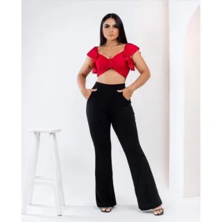 Flare feminina calça - Raryel - Roso pink