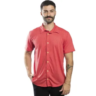Moda Praia Verão Camisa Masculina Botão Slim Malha Ecológica - Militar