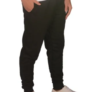 Bolso na Frente Calça Jogger Masculina Casual Esporte Academia em Moletom - Preto