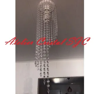 Economia de energia - Lustre luminária 68 cm com pingentes para cortina - Único