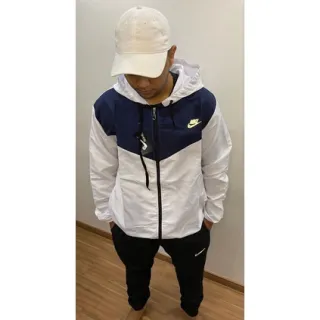 Promoção: Casaco corta vento masculino refletivo - Jaqueta de frio - Azul com preto