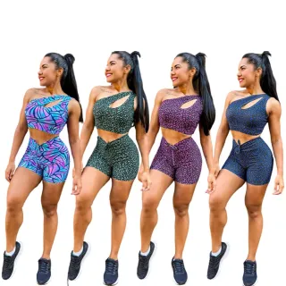 Conjuntos Fitness para Academia - Short + Top - Estampas Sortidas