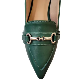 Sandália Feminina Casual Conforto Mocassim Rasteira Preto e Verde - Preto