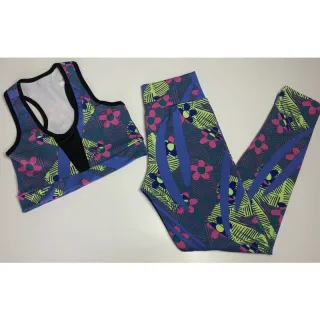 Conjunto de treino feminino suplex calça legging e top cropped telinha - Estampa variada