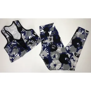 Conjunto de treino feminino suplex calça legging e top cropped telinha - Estampa variada
