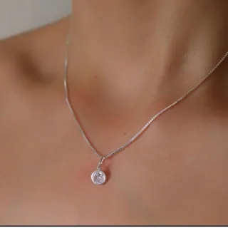 Pingente de Prata com Pedra Preciosa - Colar Feminino Elegante - G