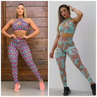 Calça + Top Fitness SUPLEX Conjunto 3em1 - ESTAMPADO *02
