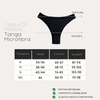 Kit Sortido Calcinhas Tanga Básica - Lisa/Estampa Microfibra/Poliéster - Sortida