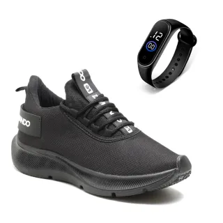 Relógio Fitness + Tênis Masculino para Treino de Corrida, Caminhada e Academia - Branco