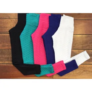 Bumbum levanta legging modeladora suplex brocada, disfarça celulites e tecido com bolha - Rosa