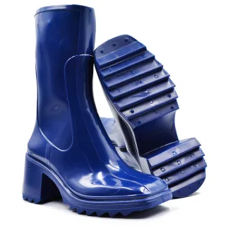 Impermeável Jhenny Galocha: Bota Feminina Cano Alto Coturno para Chuva - Roxo