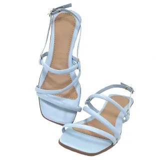 Rasteira Feminina Tiras Coloridas - Lançamento Verão Moda Blogueirinha - Azul Céu