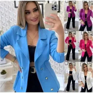 Casaco Social Feminino em Neoprene com Botões - Blazer Social - Vinho