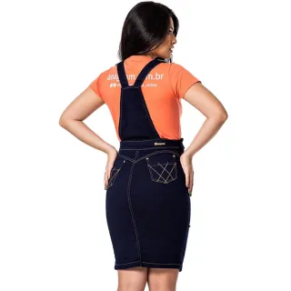 Evangelica Anagrom Ref.4063 Jardineira Jeans Detalhe Xadrez - 36