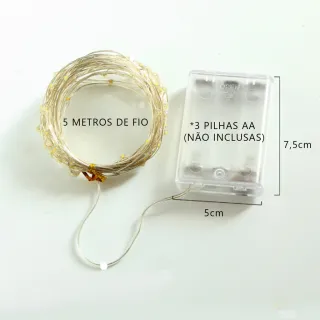 Corda de Luzes Fio de LED Fada para Decoração de Natal e Festas - 5 METROS
