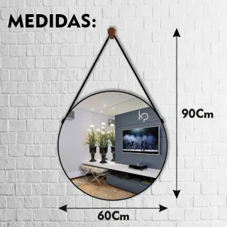 Adnet Espelho Decorativo com Alça em Tamanhos Variados: 60CM, 45CM e 30CM - MARROM 45CM