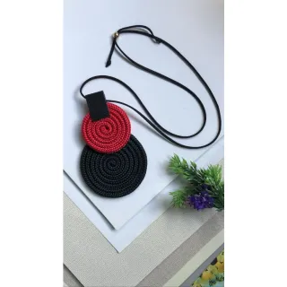 Mandala Dupla Maxi Colar Colorido Artesanal de Corda Náutica - 48. Azul Noite/Chevron