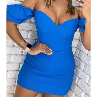 Vestido ciganinha tomara que caia com decote retro e manga babado - Rosa