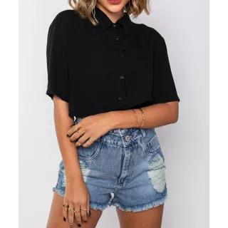 Botões Cropped Social Camisa - Branco