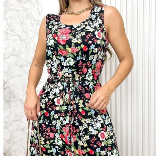 Moda Verão Vestido Estampado Feminino Longo Malha Fria 3RD SD087-1 - Branco