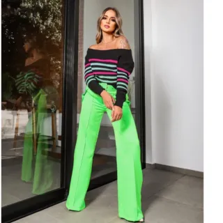 Moda Blogueira: Blusa Feminina Tricot Ciganinha 4 Cores - Chumbo c/ Listras Variadas