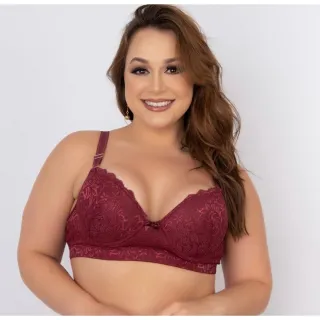 Sustentação Plus Size: Sutiã de Renda Reforçado com Bojo e Aro - Vermelho