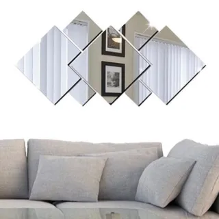 Promoção de Conjunto de Espelhos Quadrados em Acrílico Decorativo com 7 Peças P20 - Único