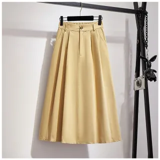 Saia Mori Qooth Estilo Preppy Linha A Comprimento Médio Primavera Verão Alta Cintura Elegante QT1840 - Vermelho