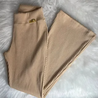 Malha Canelada 3D Flare Calça Adulto - Azul