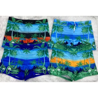 Moda Praia Masculina Estampada Boxer Sunga RWX A1040