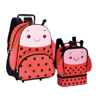 Lançamento Kit Escolar Infantil Clio Pets: Mochila de Rodinhas e Lancheira Animais - Cachorro Marrom