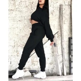 Calça verde Wide Leg em Moletom - Preto sem bolso