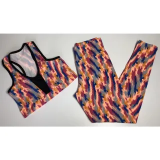 Conjunto de treino feminino suplex calça legging e top cropped telinha - Estampa variada